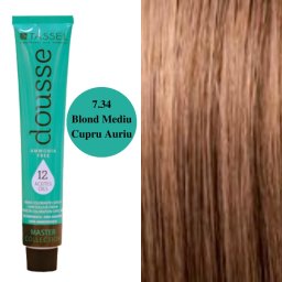 Vopsea fara amoniac cu 12 uleiuri hranitoare pentru par Dousse Tassel nr 7.34, Blond Mediu Cupru Auriu - 100 ml
