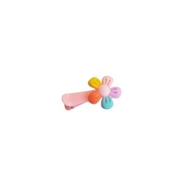 Clama pentru par ROZ, cu floricica, tip clips - 1 buc