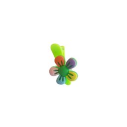 Clama pentru par VERDE, cu floricica, tip clips - 1 buc