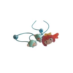 Set clama de par cu printesa, plus doua elastice albastre cu printese, pentru prins parul - 1 set