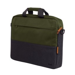 Geanta laptop Trust Lisboa, pentru laptopuri cu diagonala pana in 15.6", 2 compartimente, material POM, RPET Polyester, RPET, volum 2.1 L, verde