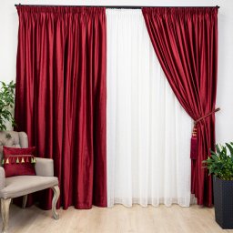 Set 2 draperii Hiko COMFY catifea rosu aprins, cu rejansa