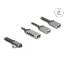 HUB USB type C la 2 x USB-A + SD/micro SD, Delock 64303
