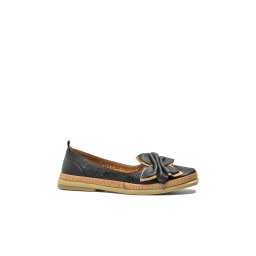 Pantofi comozi de vară Dogati negri din piele naturală cu model floral perforat MIRA14-36 EU