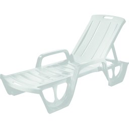 Sezlong de piscina, material plastic, pentru gradina, spatar reglabil, culoare alb, Keter, colectie Florida, forma ergonomica, dimensiune 190x67x30