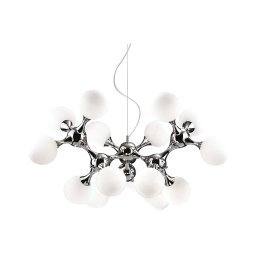 Ideal Lux - Lustra suspendată pe cablu NODI 15xE14/28W/230V Ø 105 cm crom lucios/alb