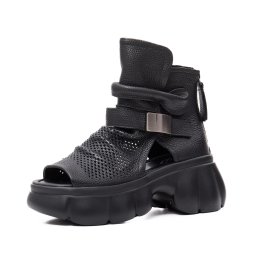 Ghete dama vara, piele naturala, 3OLY60006A 01-N, negru