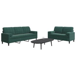 Set canapele cu perne/rulouri, 2 piese, verde închis, catifea GartenMobel Dekor