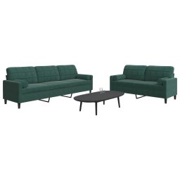 Set canapele cu perne/rulouri, 2 piese, verde închis, catifea GartenMobel Dekor