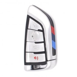 Carcasa cheie Smart Key Topautochei® pentru BMW X1 F48, X5 F15 F85, X6 F16 F86, 2 F45 F46 4 butoane argintiu