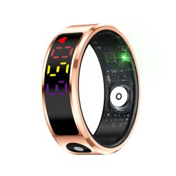 Inel inteligent iSEN R12 Auriu, Ritm cardiac, Oxigen in sange, HRV, Stres, Somn, Contor pasi distanta si calorii, Temperatura, Moduri sport, Fotografi la distanta, Carcasa de incarcare, 16 mAh