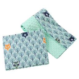 Medi Partners Quilt 75x100 + pillow 35x30 cotton + minky – Forest + minty minky
