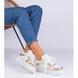 Gemre Adidași alb-aurii pe platformă Ivalda