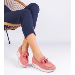 Gemre Pantofi mocasini roz cu platformă pentru femei cu decorațiuni Selerina