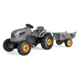 Tractor cu pedale si remorca Smoby Stronger XXL, 3-5 ani, Gri