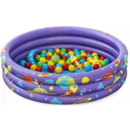Piscina gonflabila Bestway, Intergalactic Surprise Ball Pit, 1.02m x H25cm, 3 inele gonflabile, Mov cu motive intergalactice