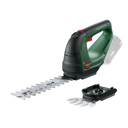 Foarfeca pe acumulator de tuns iarba, arbusti Bosch AdvancedShear 18V-10, 18 V, 200 mm lungime cutit, 100 mm latime cutit, 8 mm distanta dinti, cutit iarba 100 mm, cutit arbusti 200 mm, fara acumulator si incarcator in setul de livrare, Verde-Negru