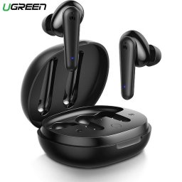 CASTI Ugreen, "WS106" wireless, intraauriculare - butoni, ANC, pt smartphone, microfon pe casca, conectare prin Bluetooth 5.2, negru