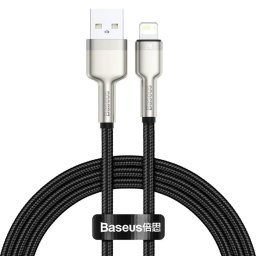 Cablu de date, Baseus Cafule, CALJK-A01, USB la Lightning, Quick Charge, 2.4A, Lungime 1m, 480 Mb/s, Negru/Gri