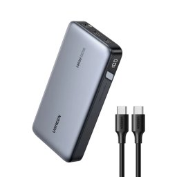 Acumulator extern Ugreen, 25000mAh, PD 3.0 + QC 3.0 145W, 1 x USB, 2 x USB Type-C, total 3A, Gri