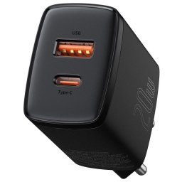 Incarcator retea Baseus Compact, Quick Charger, 20W, USB-C, USB, PD 3.0, Negru