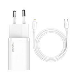 Incarcator rapid Baseus TZCCSUP-B02 20W cu cablu USB-C la Lightning 1m, Alb