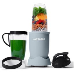 Blender Nutribullet Pro Mineral NB907MASL, 900 W, 1 viteza, 5 accesorii, cupe de 710 ml si 946 ml, capac To-Go, Albastru Deschis