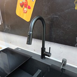 Baterie 3 cai CookingAid Cindy Black apa rece calda filtru apa negru mat si perlator detasabil extractibil cu buton comutare jet spray