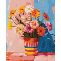 Set pictura pe numere, cu sasiu, Gerbera in Romania, 40x50 cm