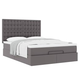 Cadru de pat otoman cu saltea gri 140x200cm piele artificiala GartenMobel Dekor