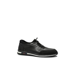 Pantofi sport Otter din piele naturală, negri cu detalii albe OTR1394-45 EU