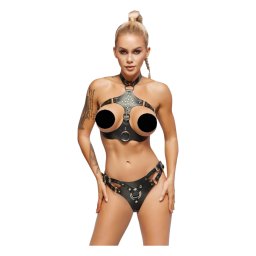 ZADO - set din piele cu chilot cu curele (negru) - L/XL