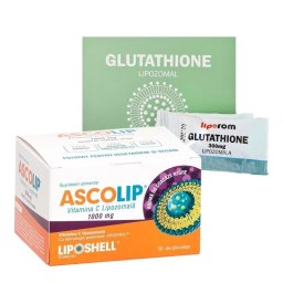Pachet Glutathione lipozomal si Vitamina C cu aroma de coacaze