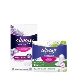 Always Discreet Absorbante zilnice pentru incontinenta 44 buc Normal +Absorbante 16 buc Small Plus