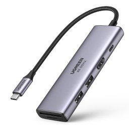 DOCKING Station Ugreen- CM511 conectare PC USB Type-C- USB 30 x 2-HDMI x 1/4K/60Hz-Card reader x 1-USB Type C x 1 PD 100W- alumi