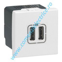 PRIZA USB 5V 1500 MA 2 MODULE ALB LEGRAND MOSAIC