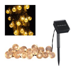 LED șir decorativ solar BUBBLE GLASS 20 LED/8 funcții 4,85 m 600 mAh IP44