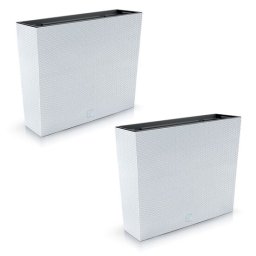 Set 2 jardiniere decorative, imitatie ratan, alb, 58x18x49.8 cm, Rato Case