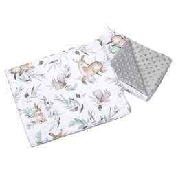 Medi Partners Quilt 55x75 + pillow 35x30 cotton + minky – Deer in leaves + gray Minky