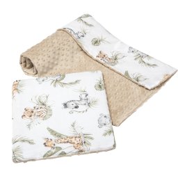 Medi Partners Quilt 75x100 + pillow 35x30 cotton + minky – Safari + beige Minky