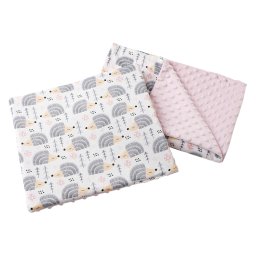 Medi Partners Quilt 55x75 + pillow 35x30 cotton + minky – Gray Hedgehogs + light pink minky