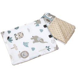 Medi Partners Quilt 55x75 + pillow 35x30 cotton + minky – Minky Zoo + beige Minky