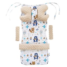 Medi Partners Stroller insert in a 4-piece set - Boho animals + beige minky