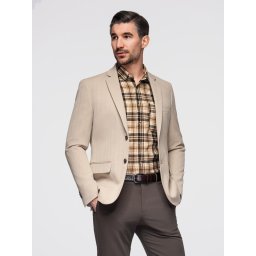Ombre Elegant men's SLIM FIT jacket with rayon - beige