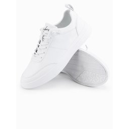 Ombre Men's monochromatic sports style shoes with stitching - white
