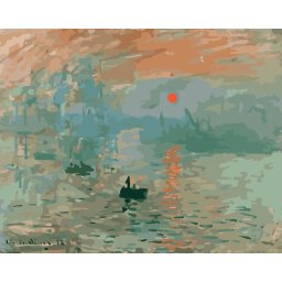 Set pictura pe numere, cu sasiu, Impresie, rasarit de soare - Monet, 40x50 cm