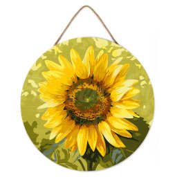 Set pictura pe numere rotunda, pe lemn, Floarea soarelui, O30cm