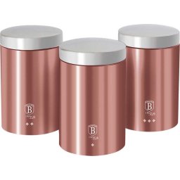 Cutii alimentare Set 3 recipiente pentru cafea, 1.9 l, ceai si zahar I-Rose Line Collection BH-6270
