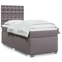 Pat box spring cu saltea, gri, 90x190 cm, piele ecologica GartenMobel Dekor