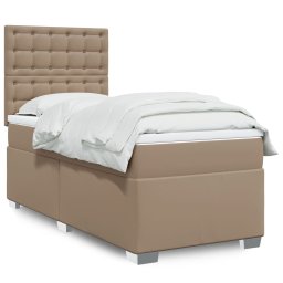 Pat box spring cu saltea, cappuccino, 80x200 cm piele ecologica GartenMobel Dekor